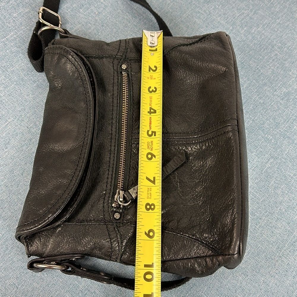 The Sak Happy & Free Leather Fold Over Crossbody Bag In Black - Picture 10 of 11